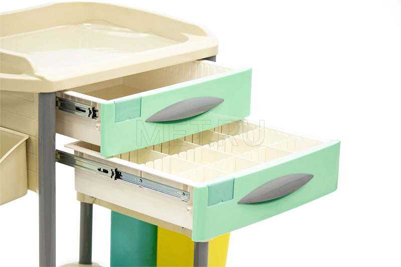 MET BLQ 008  Столик манипуляционный медицинский с двумя ящиками